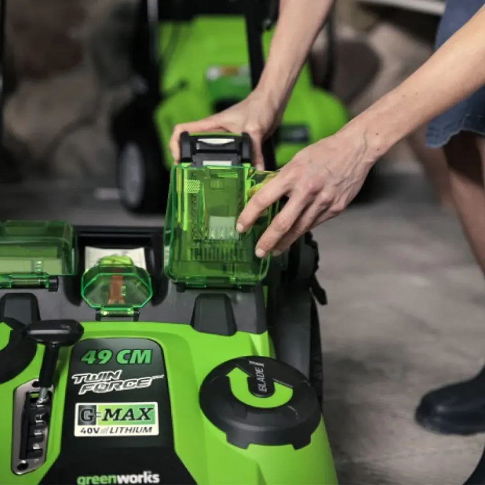Аккумуляторная газонокосилка Greenworks G40LM49DBK6 40В (1 x 6 Ач, ЗУ) нож 49 см, 2500207UF