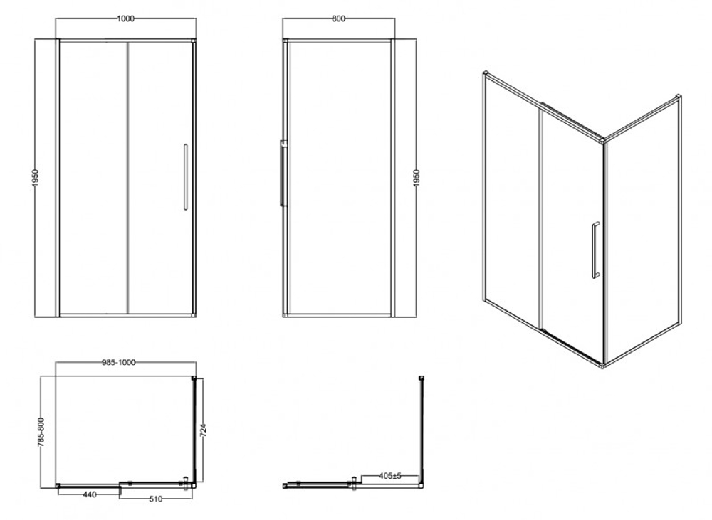 Ограждение душевое ESBANO ESS-108PS-C 100x80x195
