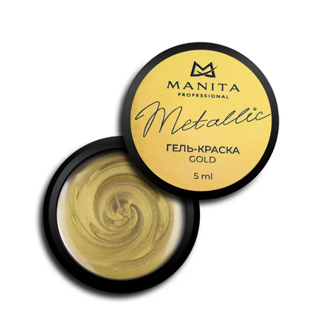 Manita Professional Metallic Gold - Гель-краска с липким слоем, 5мл