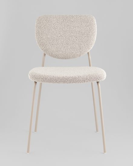 Стул обеденный Gigi серо-бежевый букле кремовые ножки