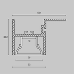 Алюминиевый профиль Maytoni для натяжного потолка 35×52 (Серебро, 2 м), ALM012S-2M