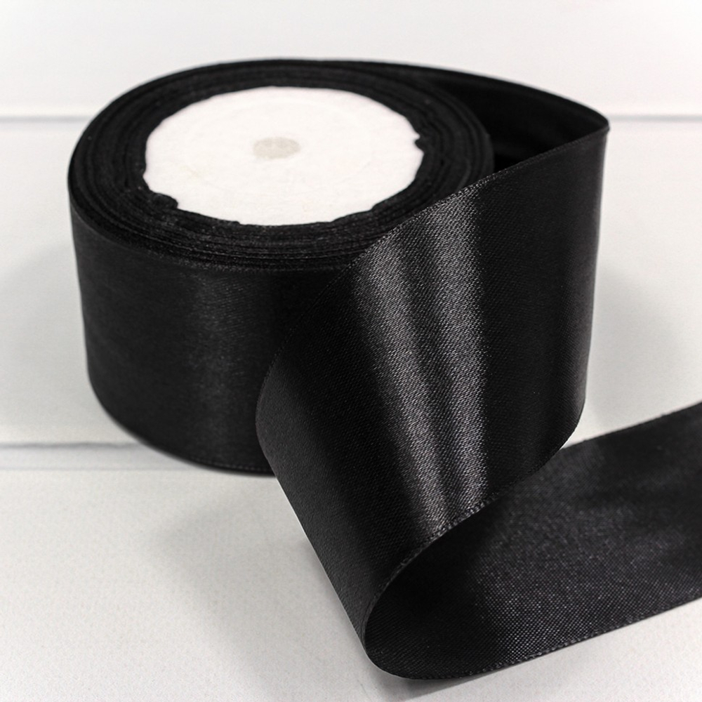 Лента Атласная 5см х 28м Сатин (Черный)