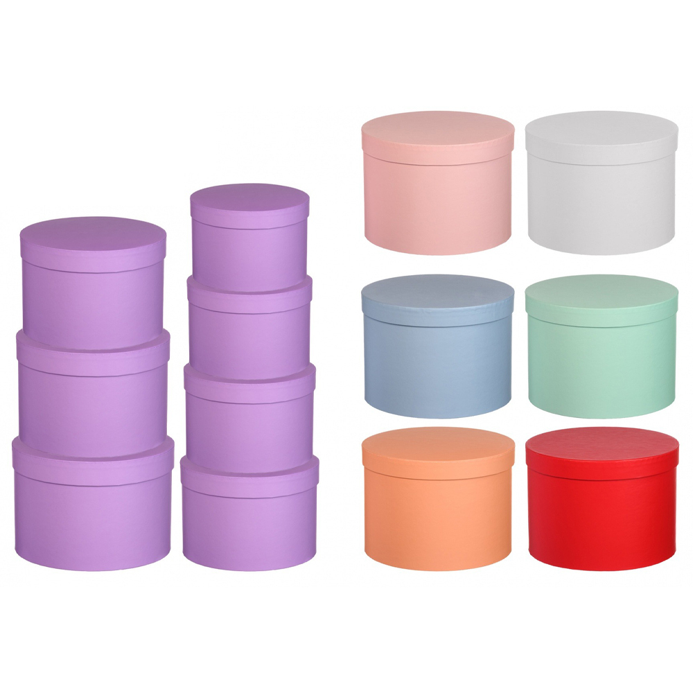 Подарочная коробка Basir 7 в 1, круглые с крышкой, размер 25*18/22*16/20*17/18*13/16*12/13*10/11*8 см (диаметр*высота), ассорти