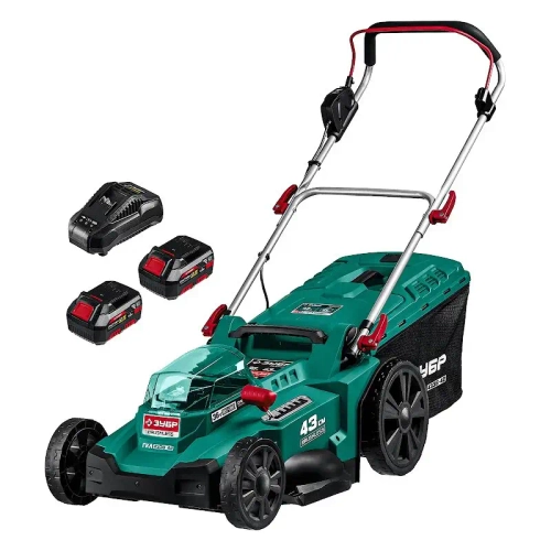 ЗУБР ГКЛ-4336-42 аккумуляторная газонокосилка (2 x 4 Ач, ЗУ)