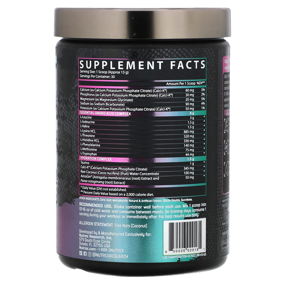 Nutrex Research, EAA+ Hydration, клубника и арбуз, 390 г (13,76 унции)