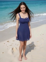 Купальник-платье слитный однотонный большой размер