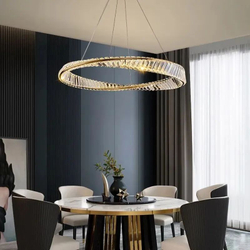 Люстра подвесная светодиодная Lanbos, LED 50 Вт, 60 см диаметр, золотая