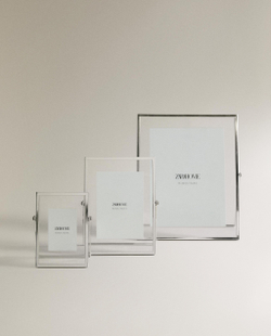 Zara Home Фоторамка из стекла, цвет серебристый, 13.4 см