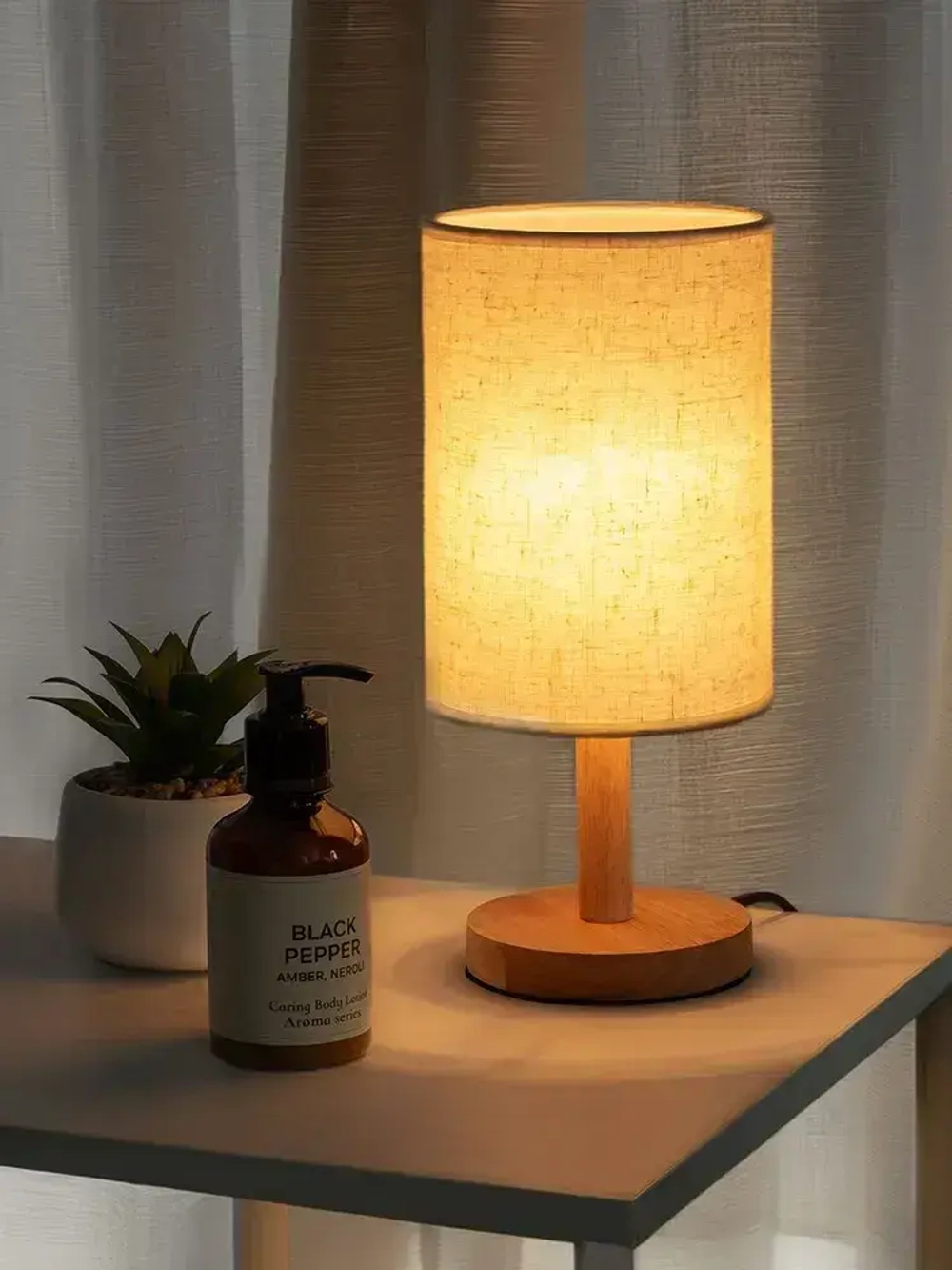 Светильник настольный Jazzway основа из натурального дерева