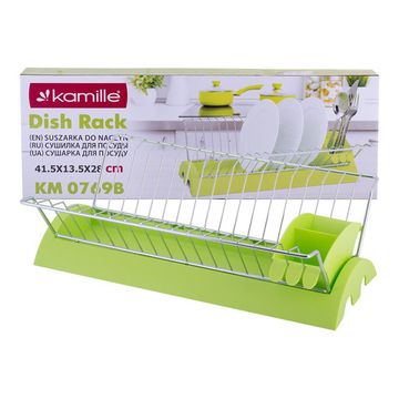 Сушилка для посуды из хромированной стали с поддоном Kamille KM-0769B (зеленый)