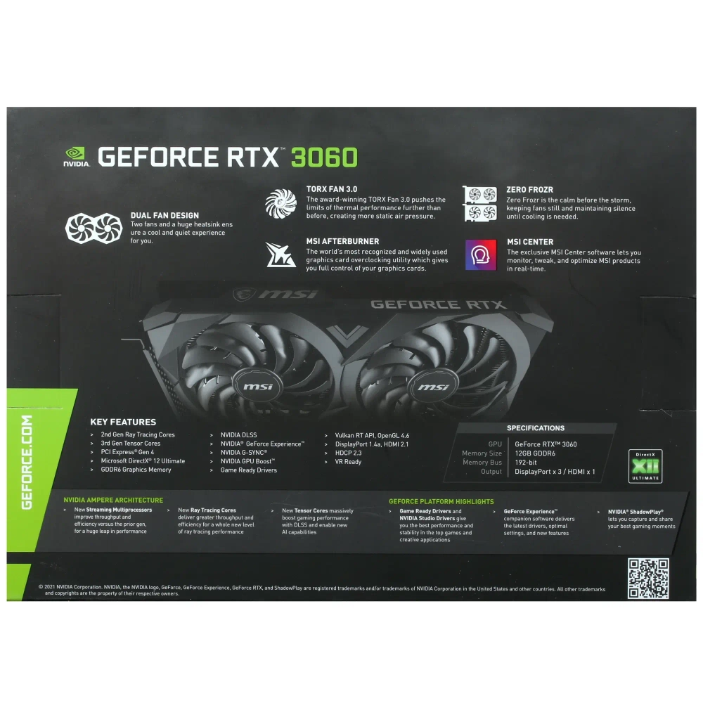 Видеокарта MSI GeForce RTX 3060 VENTUS 2X OC