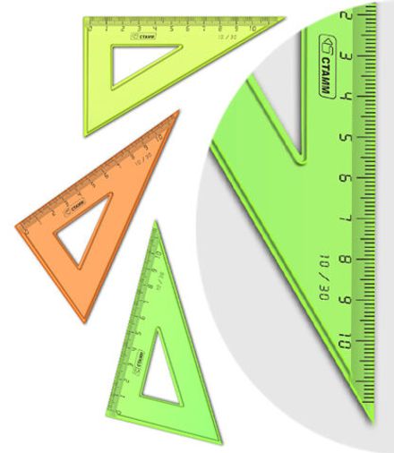 Треугольник 30°, 10см, непрозрачный, неоновый, ассорти, Стамм