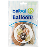 Шар латексный 35см Набор 6 шт Юбилей - 20 (Ассорти)