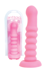 Розовый водонепроницаемый вибратор с рёбрышками - 20,5 см. (Цвет: розовый)