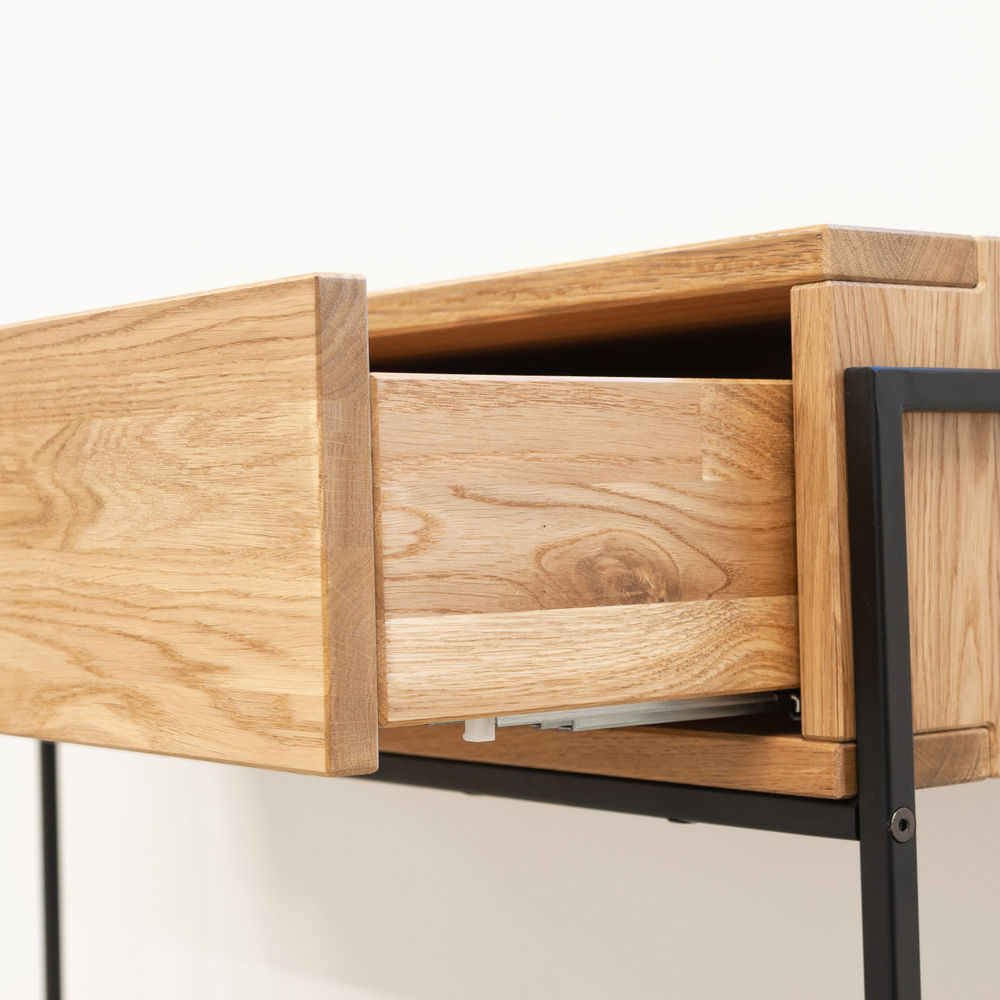 Туалетный столик, 123х35х80, G+K, консоль, журнальный столик, консольный в стиле лофт, для маникюра, массив дикого дуба, MAKOSA