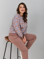 Костюм с брюками КБ-90М/клеткабеж-бирюза