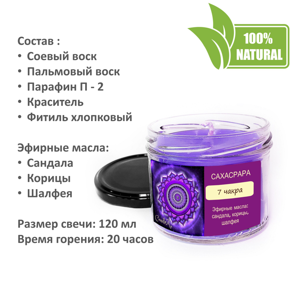 Свечи чакровые с эфирными маслами, 7 штук, 120 мл