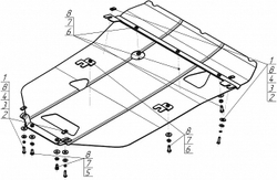 Защита картера Двигателя, КПП. 2 мм, Сталь. для Audi A8 2009-2014 MOTODOR.00147