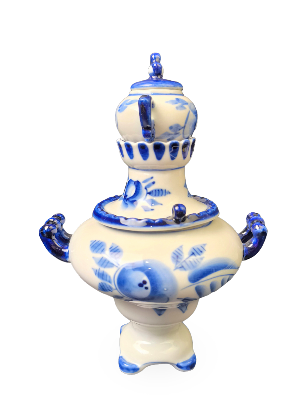 Статуэтка "Самовар с заварочным чайничком" Гжель