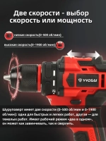 Дрель-шуруповерт аккумуляторная VVOSAI WS-9020-C2-SXP, 20В 50Нм, 2xLi-ion, ЗУ