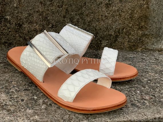 Шлепки из кожи питона SH-154