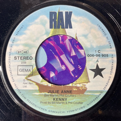 Винтажная виниловая пластинка 7 дюймов (маленькая пластинка) Kenny Julie Anne (Германия 1975)