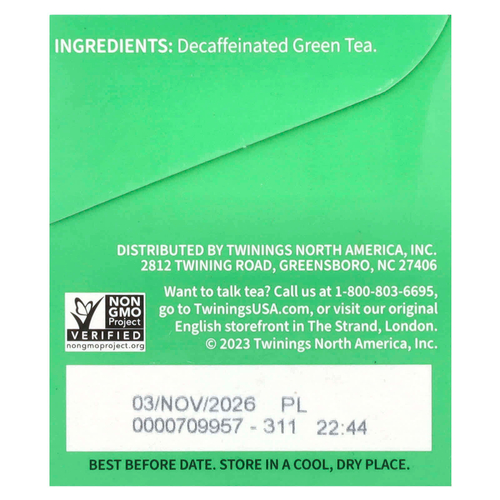 Twinings, зелёный чай, без кофеина, 20 чайных пакетиков, 40 г (1,41 унции)