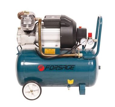 Компрессор 50л 2-х поршневой с прямым приводом (2.2кВт, ресивер 50л,8 бар, 356л/м, 220В) Forsage F-V30/50