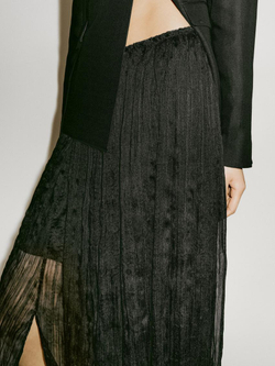 Massimo Dutti Юбка-плиссе с ярусами - Limited Edition, черный