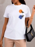Футболка больших размеров с принтом цапля