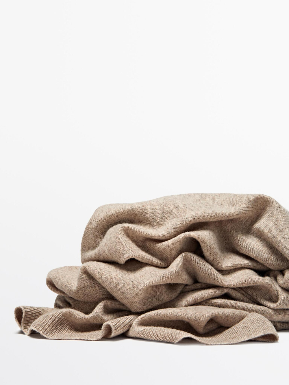 Massimo Dutti Шарф из тонкой смесовой шерсти, песочный