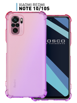 Чехол ROSCO для Xiaomi Redmi Note 10;Xiaomi Redmi Note 10S;Poco M5s оптом (арт. XM-RN10-HARD-TPU-PINK-PURPLE)