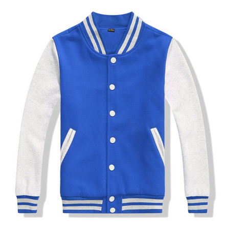 Куртка бомбер синий со светло-серыми рукавами