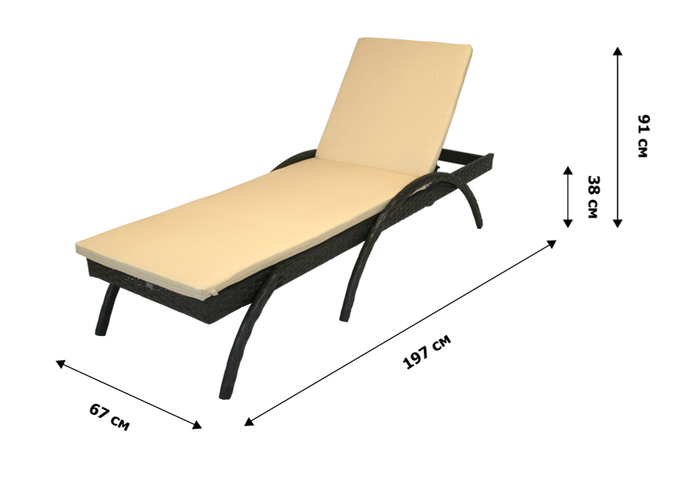 Лежак-шезлонг Garden Story Риччи ротанг искусственный (коричневый) 1 уп (ротанг корич, подушка беж) (Т)