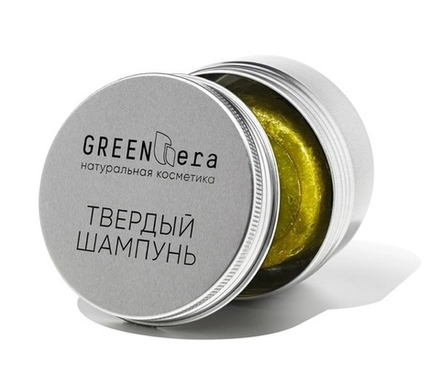 Твердый шампунь КРАПИВА и ХМЕЛЬ в алюминиевой мыльнице, ТМ GREEN ERA