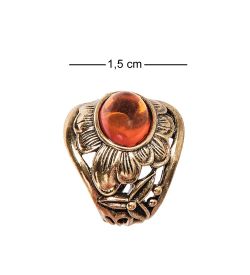 AM-2493 Кольцо «Ромашка» (латунь, янтарь)