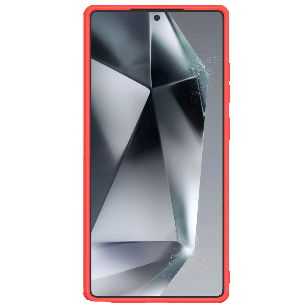 Усиленный противоударный чехол красного цвета от Nillkin для Samsung Galaxy S25 Ultra, серия Super Frosted Shield Pro