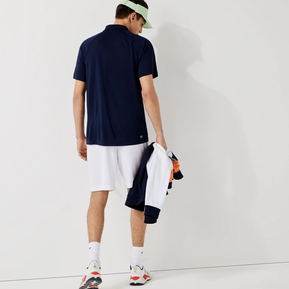 Мужское теннисное поло Lacoste SPORT Breathable Run-Resistant Interlock Polo Shirt - navy blue