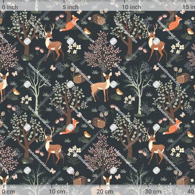 Лесные животные  на синем by JuliaBadeeva 600 DPI