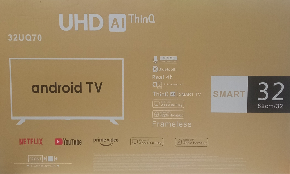 Телевизор 32" SmartTV AndroidTV DVBT2/C/Bluetooth Frameless 32UQ70F22