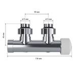 Узел нижнего подключения термостатический угловой Royal Thermo Design Pro 15мм М30х1,5 (Хром)