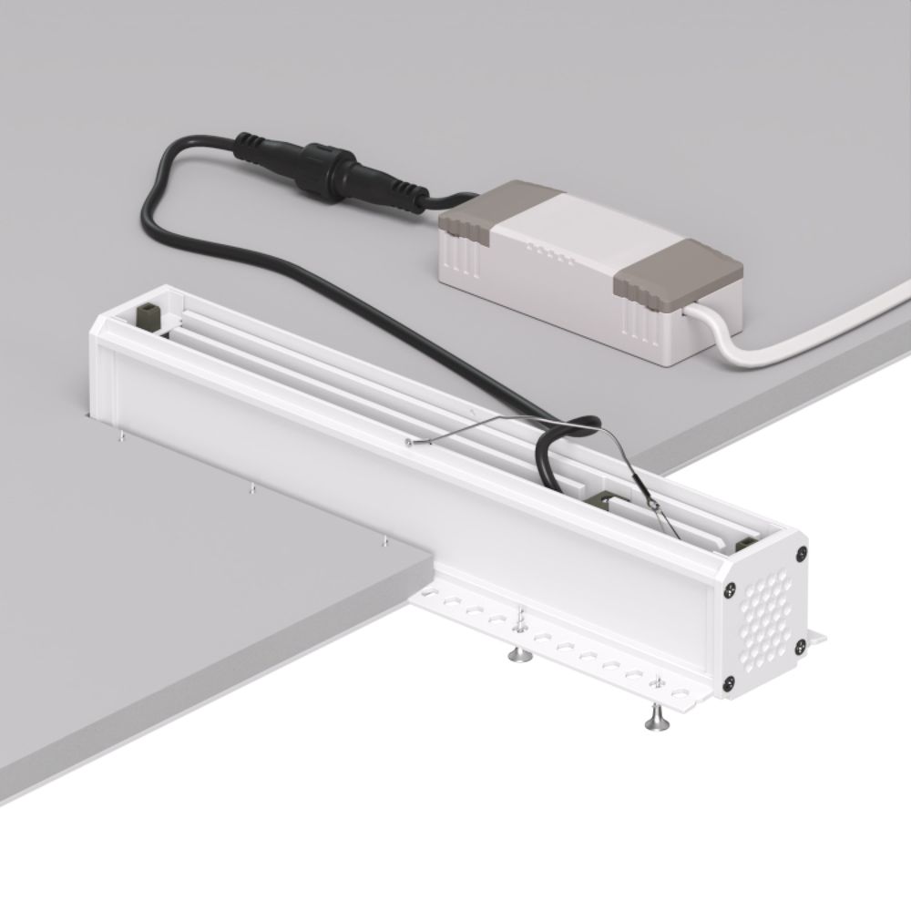 DK2532-WB Встраиваемый светильник SPACE со светодиодом под шпатлевку L240mm 220V 20W 38° 4000К IP20 белый/черный алюминий