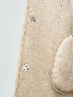 Искусственная зимняя эко шуба чебурашка, бежевая, Северина