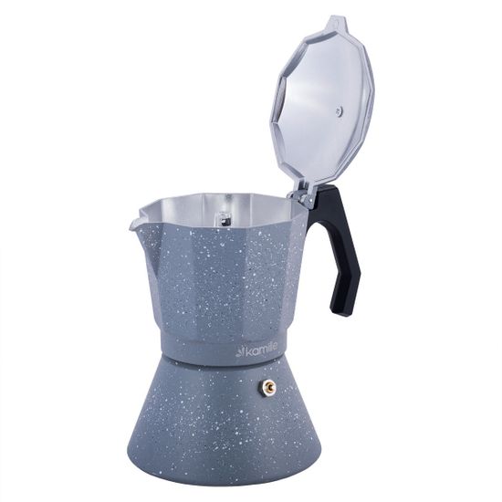 Кофеварка гейзерная 450 мл. 9 порций Kamille КМ-2518GR из алюминия с индукционным дном