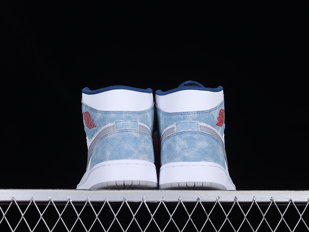 Jordan 1 Mid French Blue Fire Red