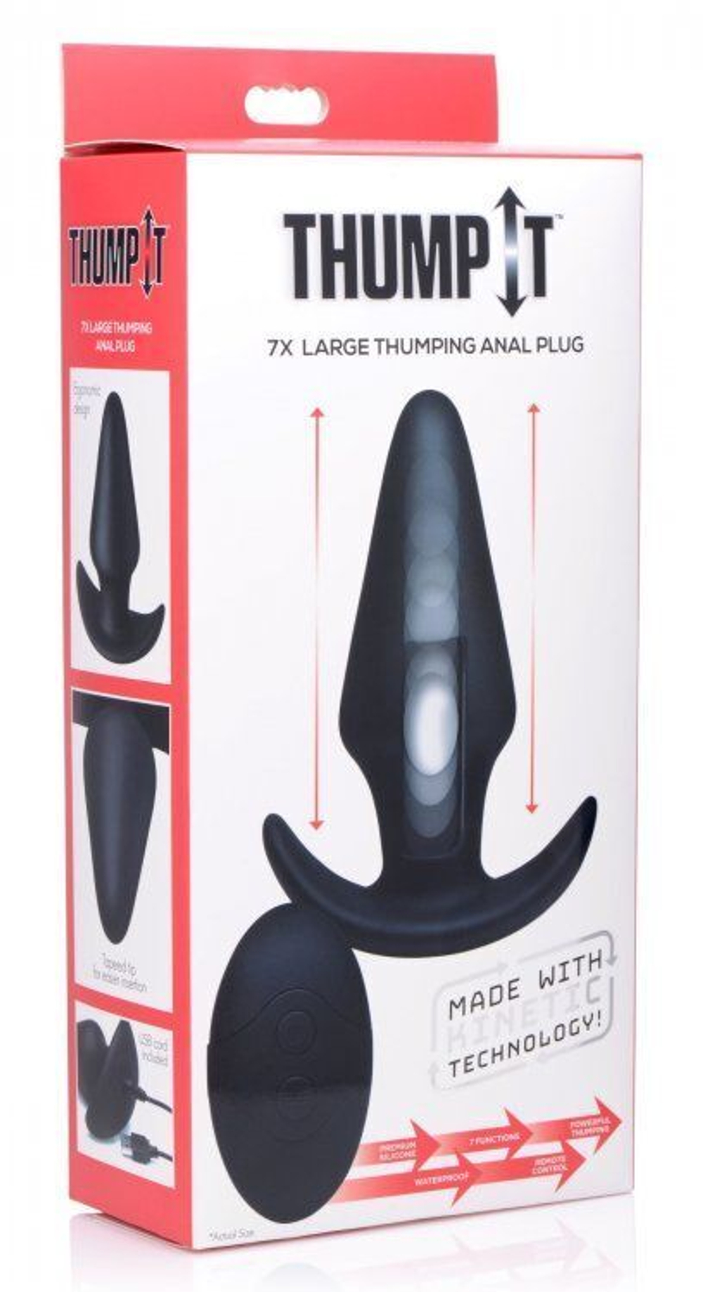 Черная анальная вибропробка Kinetic Thumping 7X Large Anal Plug - 13,3 см. (Цвет: черный)