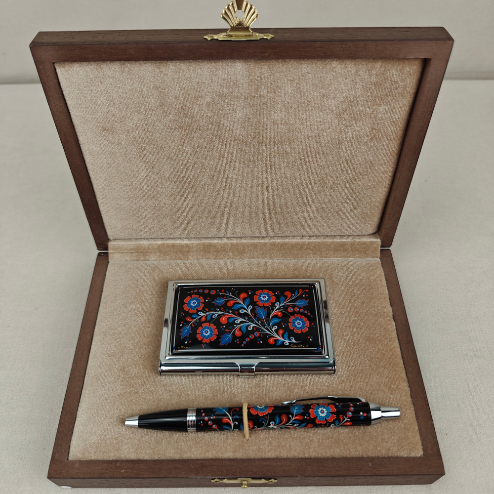 Набор "Цветы России" №2 визитница персональная, ручка