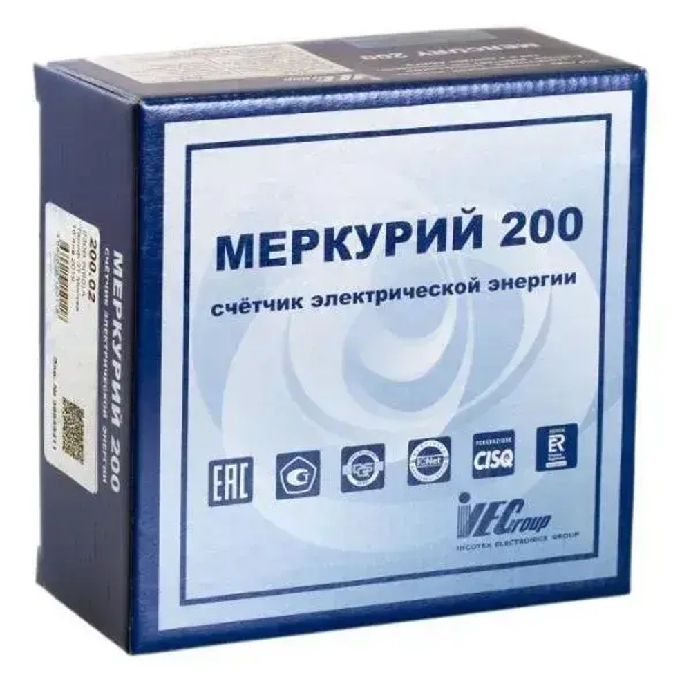 Счетчик электроэнергии Меркурий 200.02 однофазный многотарифный, 5(60), класс точности 1.0, D, ЖКИ, CAN 2 Тарифа МСК