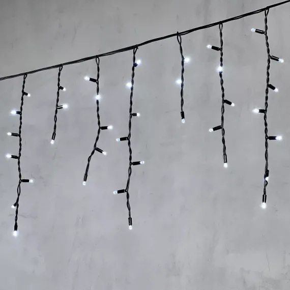 Светодиодная бахрома с колпачком 3,1*0,5 м., 120 белых LED ламп, каучуковый черный провод, LTC (LL120-1-2W)