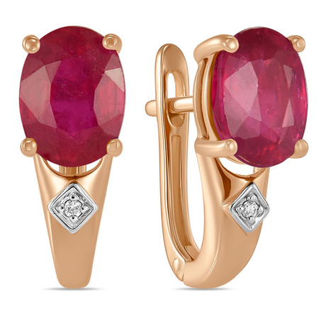 Серьги из золота 585 пробы с Рубином